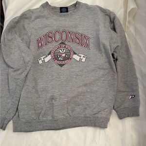 Vintage Pro Player Gray Wisconsin Badgers Crewneck Sweater